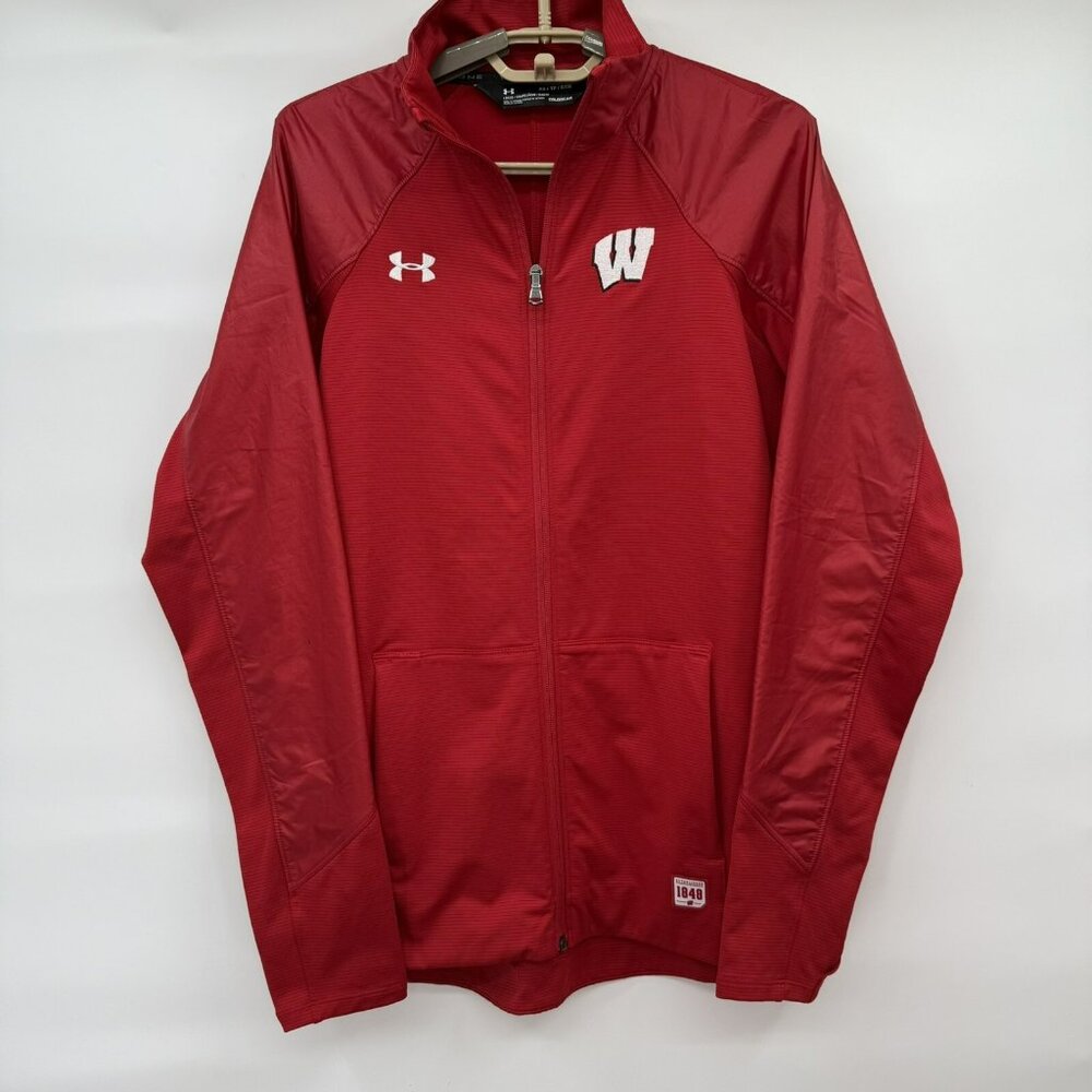 Under Armour Wisconsin Badgers Red Full Zip Mock Neck‎ Jacket Size Small